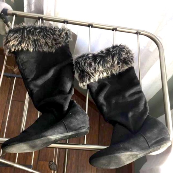 Wedge boots long, Black - Picture 1 of 4